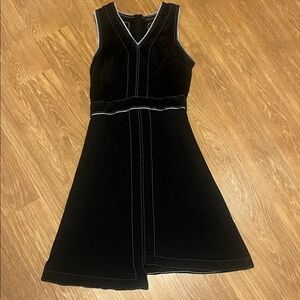 Banana Republic Black Midi Dress with White Stitching size 4 excellent condition